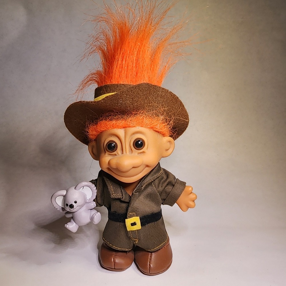 Troll Doll 4.5" Russ Australian Outback‎ Explorer Koala Bear Orange Hair